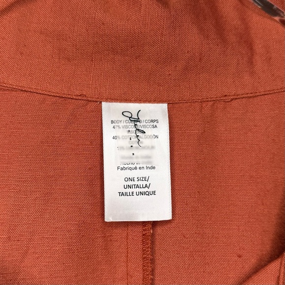 NEW Helen Owen Bri Rust Orange Lagenlook Linen Blend Button Up Tunic Top Sz OS - Picture 3 of 12